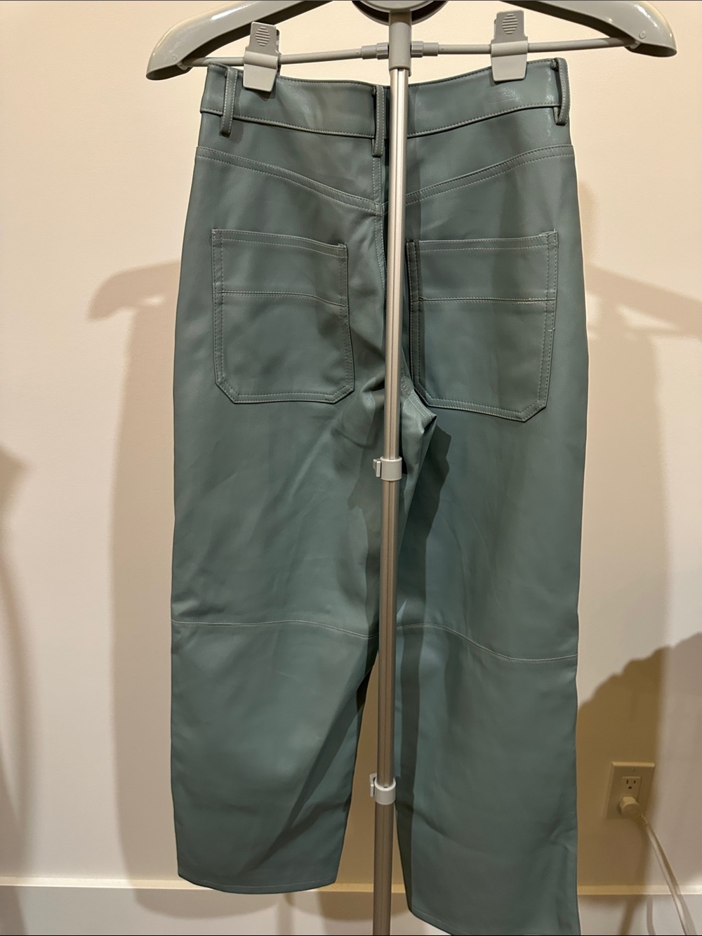 twik Dusty Blue Vegan Leather High-Rise Pants - Picture 7 of 11